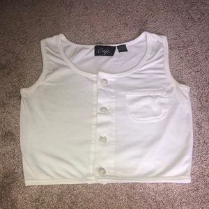 Cute white button crop top small